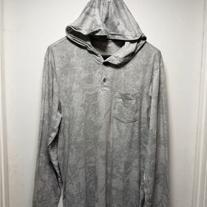 Men's Hooded Long-Sleeve Henley Shirt in Heather Gray
